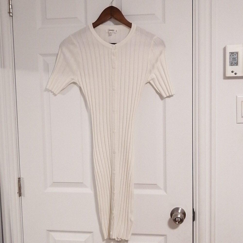 Missguided Ribbed Button Down Bodycon Dress